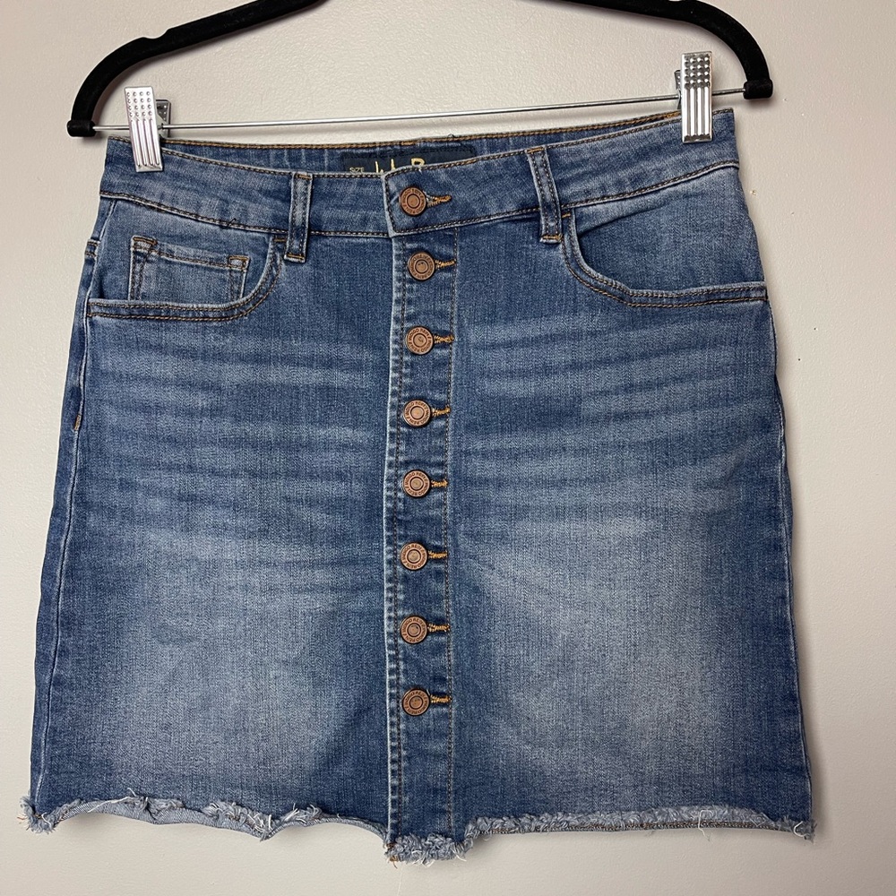 Indigo Rein Button Down Denim Jean Skirt Size 7‎ Waist 28